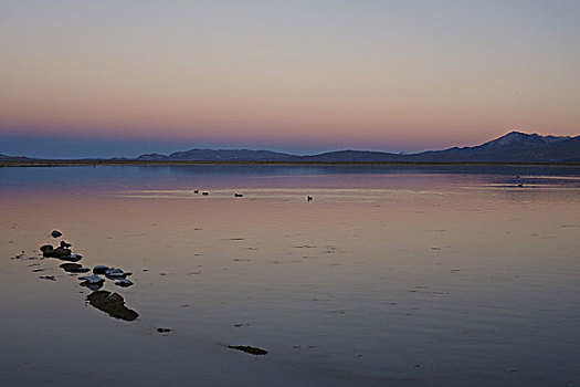 玻利维亚,泻湖,落日