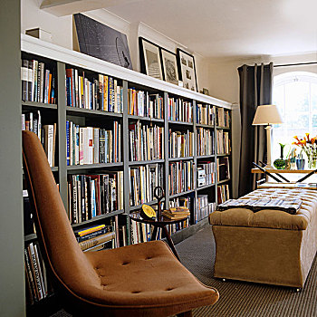 椅子,正面,灰色,架子,墙壁,书本
