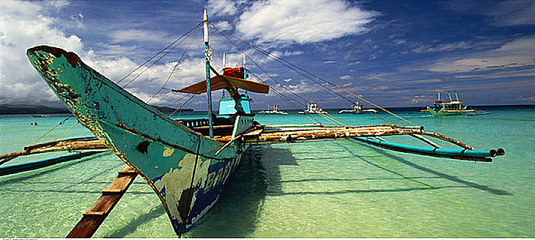 船,岸边,长滩岛,菲律宾