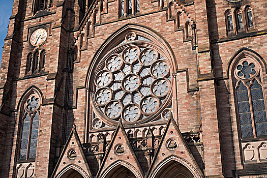 教堂,圆花窗,斯特拉斯堡,阿尔萨斯,法国