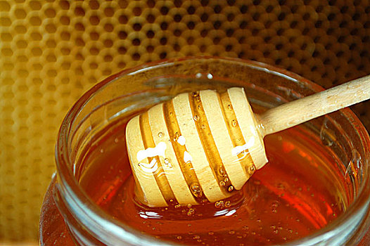 蜂蜜,滴下,木质,舀蜜器,蜂窝,背景
