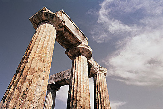 希腊,伯罗奔尼撒半岛,科林斯地峡,遗址,阿波罗神庙,大幅,尺寸