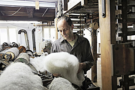 工作,看,羊毛,毛织品,工厂