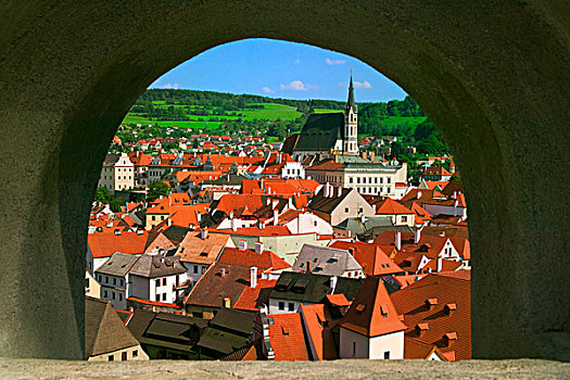城市,捷克,克鲁姆洛夫,拱形,窗户,捷克共和国