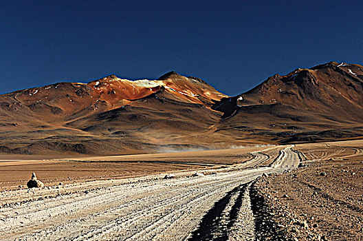 智利,泻湖,地区,小路,山峦,背影