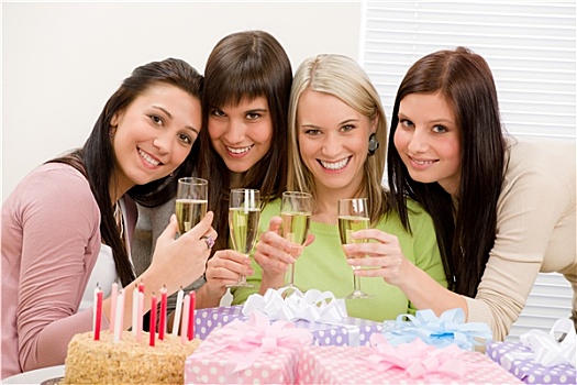 生日派对,高兴,女人,干杯,香槟