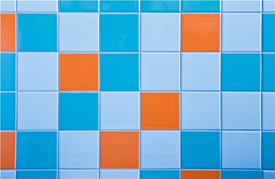 砖瓦,墙壁,淡蓝色,蔚蓝,蓝色,橙色