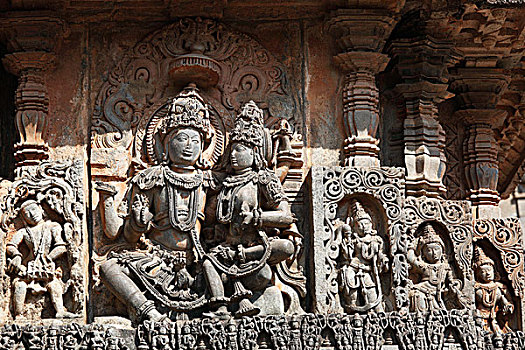 神,雕塑,墙壁,霍沙勒斯哇拉庙,庙宇,曷萨拉,风格,印度南部,印度,南亚,亚洲