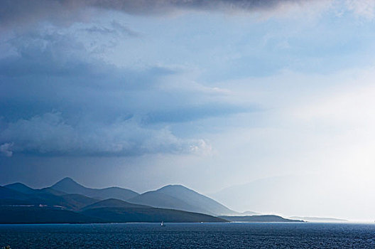 海景,岛屿,日落,希腊