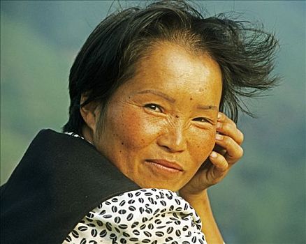 肖像,微笑,女人,中国