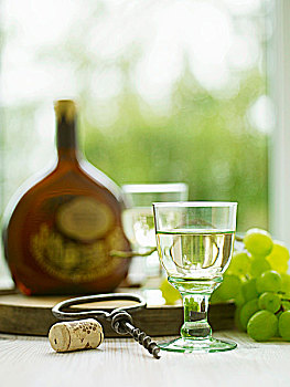 白葡萄酒,葡萄,老式,开瓶器
