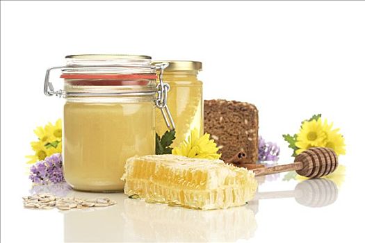 蜜罐,蜂窝,舀蜜器,葵花籽,花