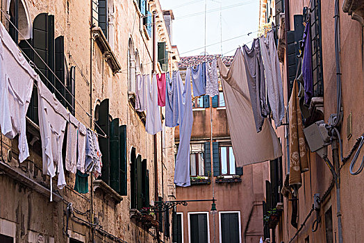 威尼斯,晾衣绳,洗衣服