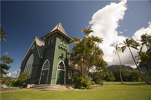 教堂,耶稣,城镇,考艾岛,夏威夷