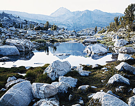 加利福尼亚,内华达山脉,湖,盆地,结冰,围绕,山中小湖,自然荒野区,印尤国家森林,大幅,尺寸