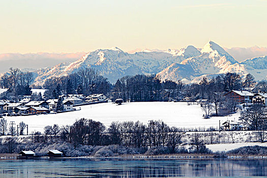 冬季风景,山,上巴伐利亚,德国,欧洲
