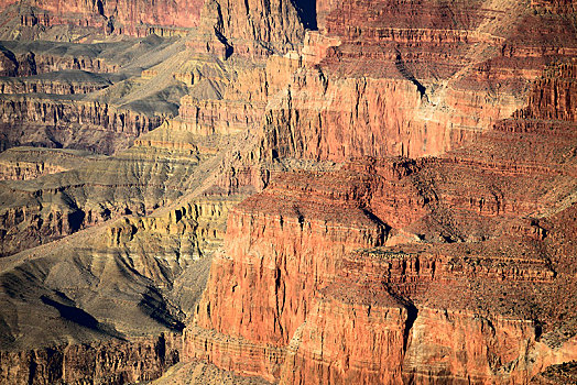 红色,岩石构造,陡峭,墙壁,大峡谷,侵蚀,石头,风景,南缘,大峡谷国家公园,亚利桑那,美国,北美