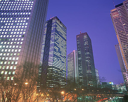 夜景,摩天大楼,新宿