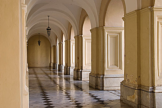 走廊,瓷砖,地面,柱子,科多巴,阿根廷