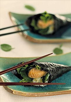 三文鱼,手卷寿司