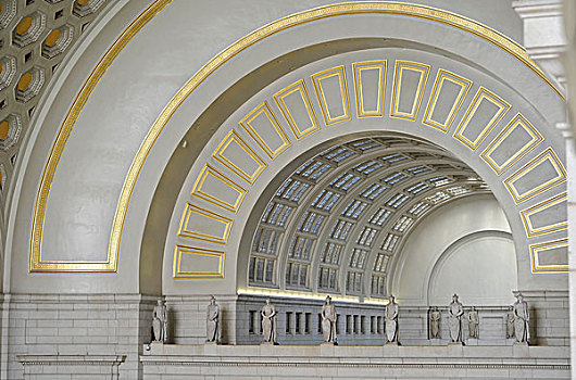 内景,天花板,建筑,大厅,等候室,联盟火车站,华盛顿特区,美国