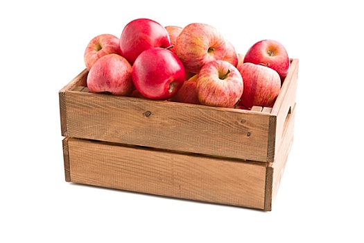 红色,秋天,苹果,木盒