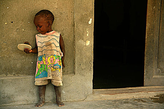 婴儿,户外,破败,房子,贫穷,艾博岛,群岛,莫桑比克