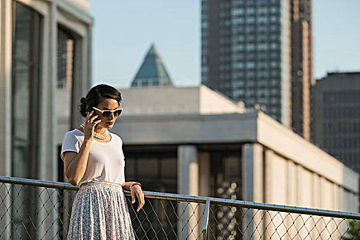 中年,女人,打手机,曼哈顿,纽约