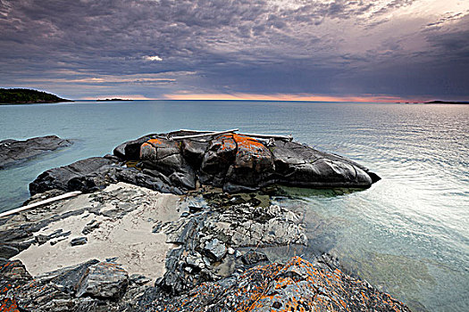 石头,北方,海滩,岸边,苏必利尔湖,国家公园,安大略省,加拿大