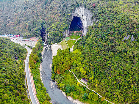 航拍湖北恩施利川腾龙洞风景区