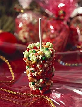 喜庆,圣诞节,爆米花,甜食,红色,绿色,糖果