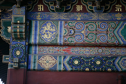北京雍和宫建筑上的彩绘