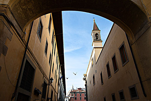 狭窄街道,佛罗伦萨,托斯卡纳,意大利