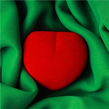 红色,珠宝,盒子,心形,礼物,绿色,布,波状