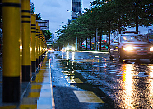 下雨,汽车,城市