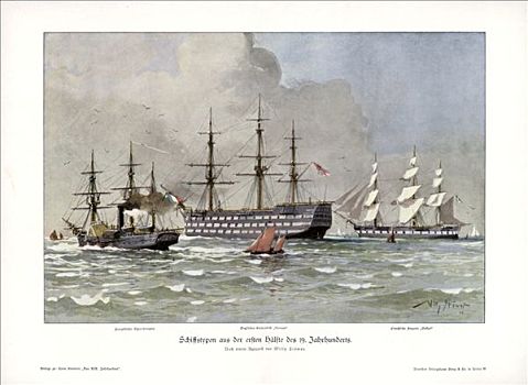 船,一半,19世纪,艺术家