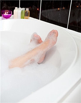 女人,脚,气泡,沐浴