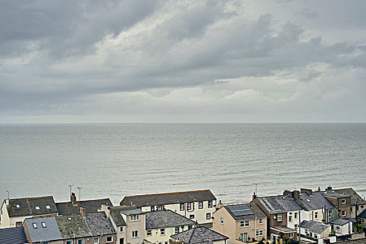 海景,水岸,屋顶,坎布里亚,英国
