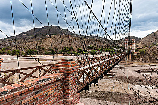 苏克雷,链索桥,玻利维亚,南美,北美
