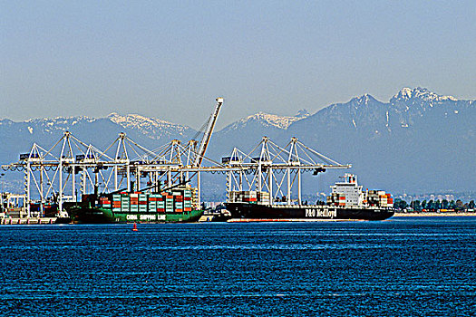 船,停靠,货箱,港口,不列颠哥伦比亚省,加拿大