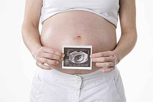 孕妇,拿着,超声波,照片