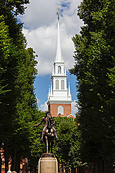 老,北方,教堂,雕塑,波士顿,国家,历史,公园,马萨诸塞,美国