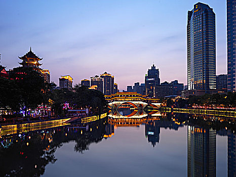 成都安顺廊桥,夜景,城市景观