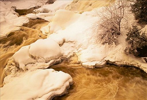 积雪,风景,河流,国家,魁北克,加拿大