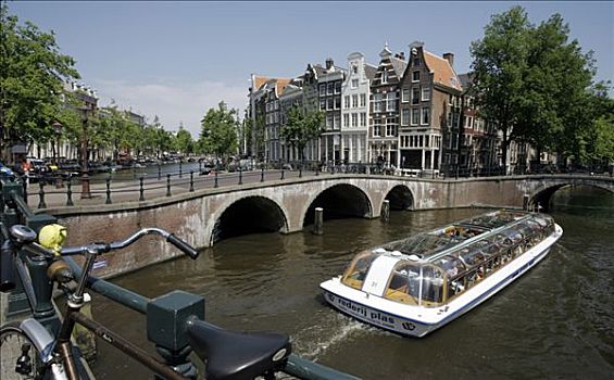 旅游,运河,阿姆斯特丹,荷兰,欧洲