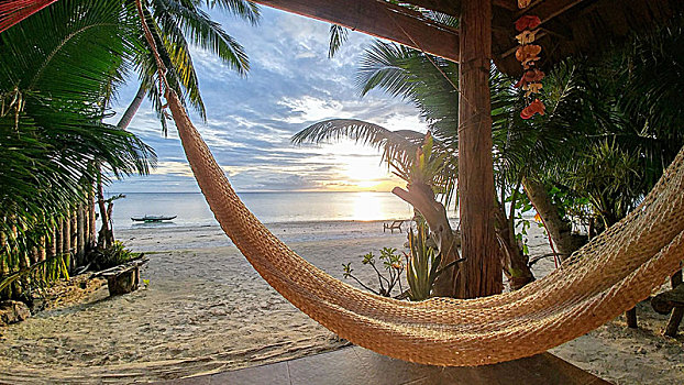 菲律宾,吊床,海滩,日落