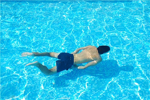 男青年,游泳,水下