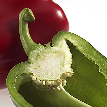 甜,绿色,红椒,辣椒,蔬菜,白色背景