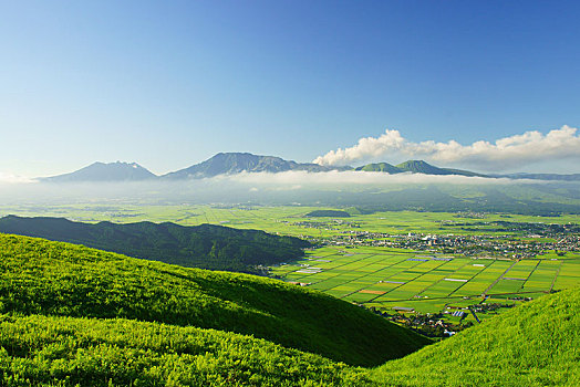 五个,山脉,熊本,日本