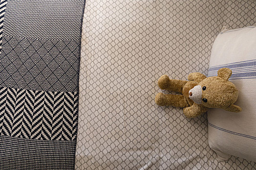 泰迪熊,床,卧室,在家